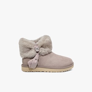 Ugg Cinched Fur Mini Klassiska Stövlar Dam Grå (754381IQH)